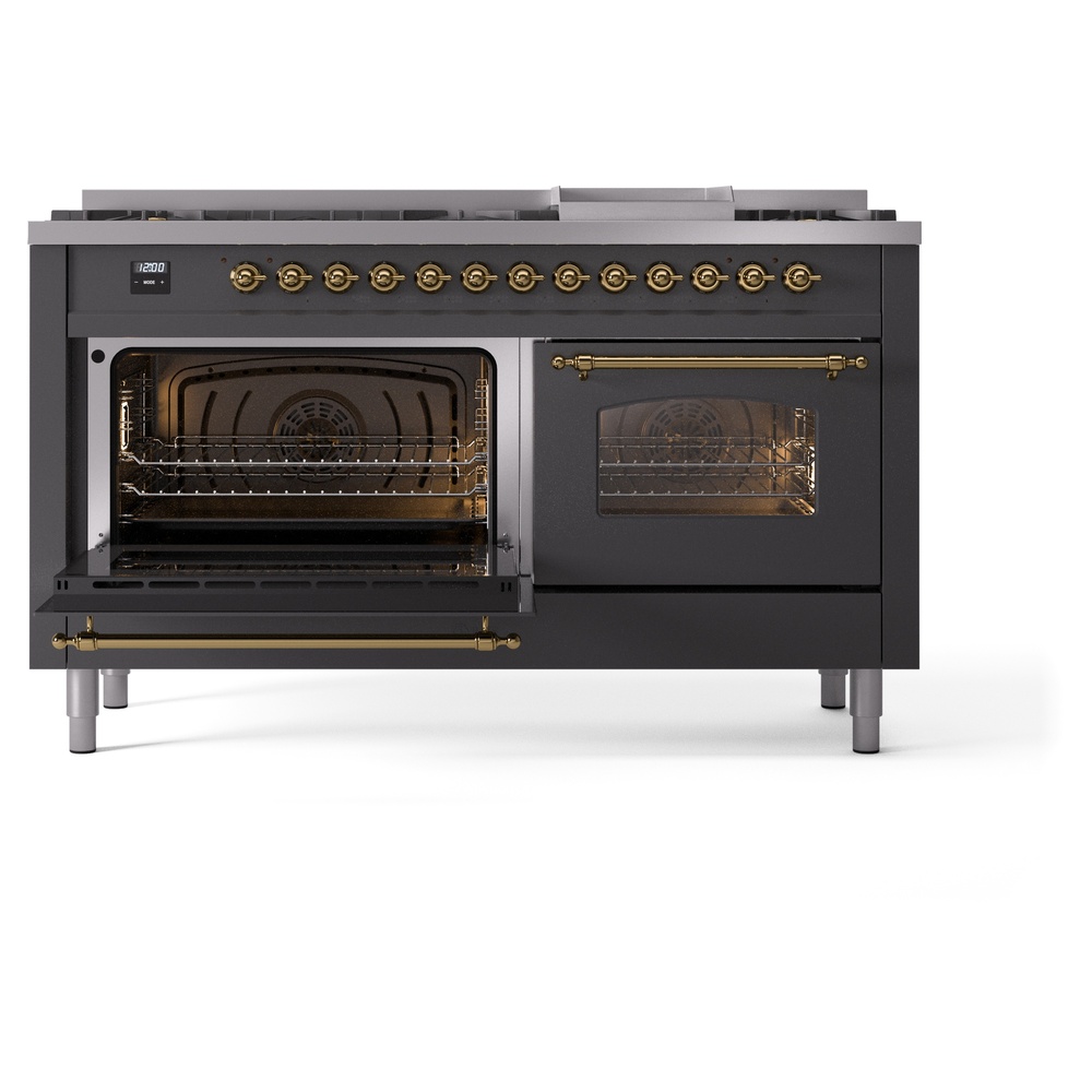 ILVE UP60FNMPMGGLP Nostalgie II 60" Dual Fuel Range, main oven door opened