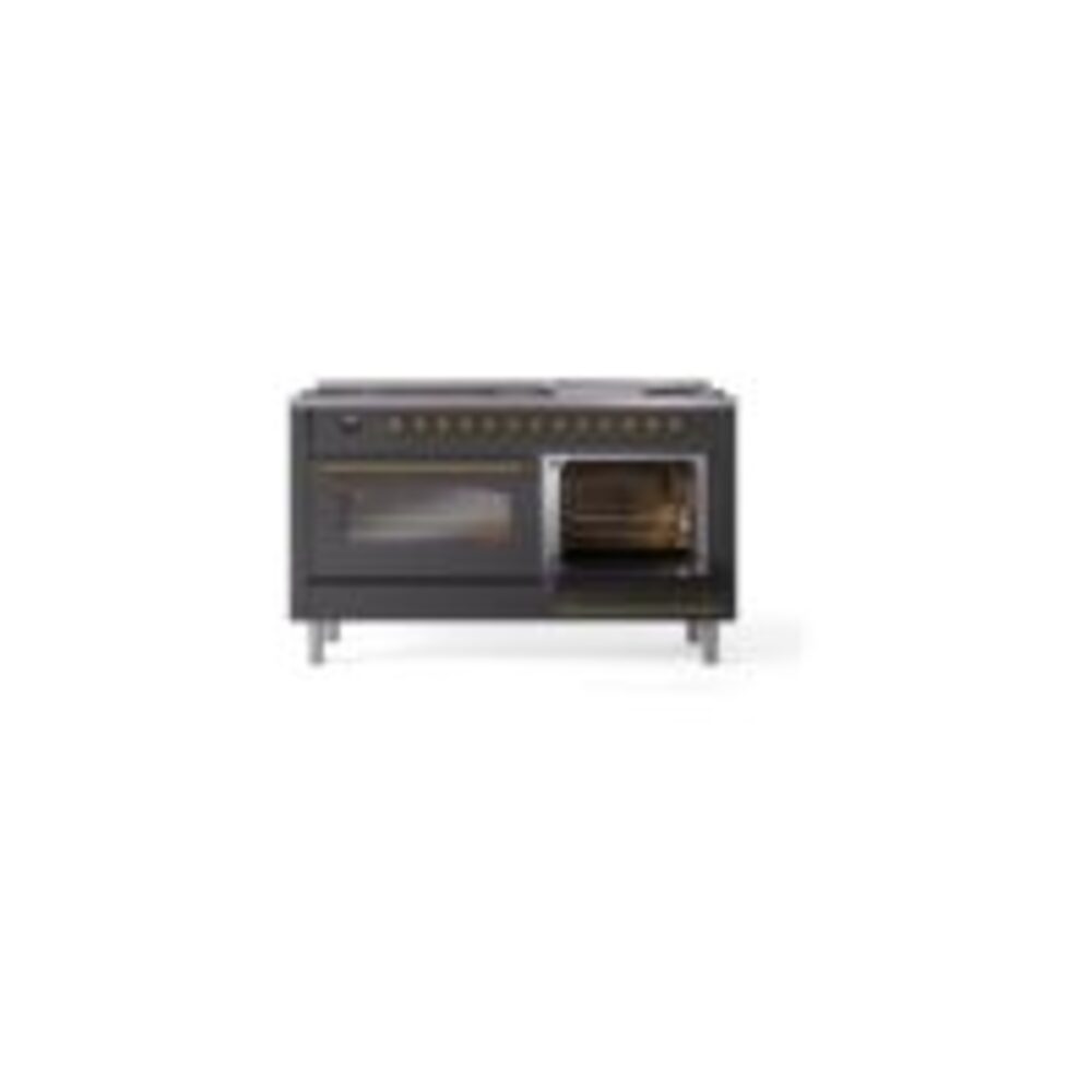 ILVE UP60FNMPMGGLP Nostalgie II 60" Dual Fuel Range, side oven door opened