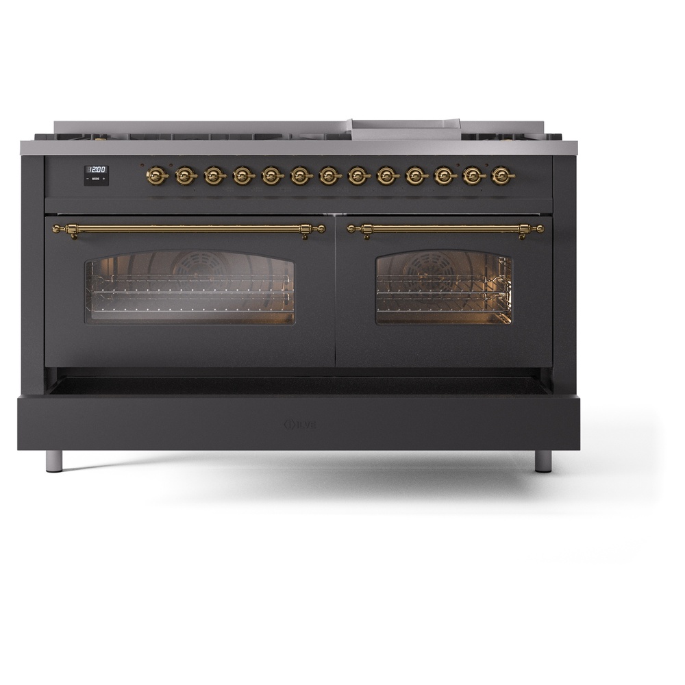 ILVE UP60FNMPMGGLP Nostalgie II 60" Dual Fuel Range, drawer opened