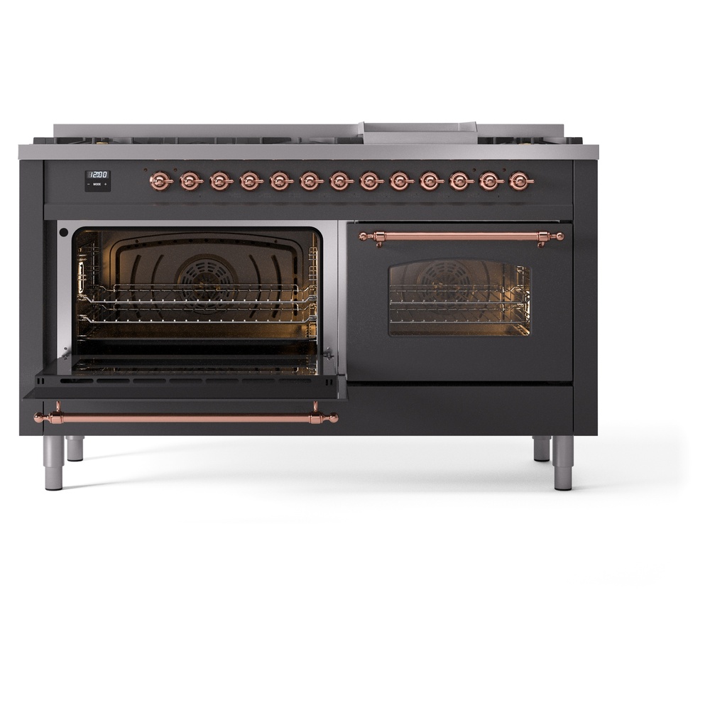 ILVE UP60FNMPMGPLP Nostalgie II 60" Dual Fuel Range, main oven door opened