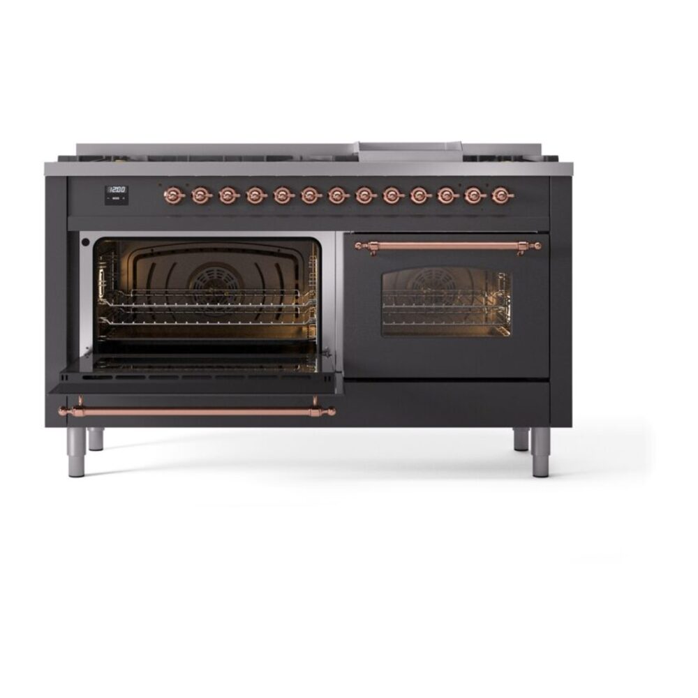 ILVE UP60FNMPMGPLP Nostalgie II 60" Dual Fuel Range, main oven door opened