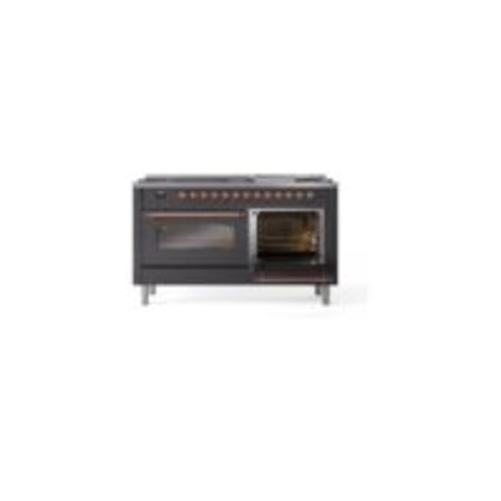 ILVE UP60FNMPMGPLP Nostalgie II 60" Dual Fuel Range, side oven door opened