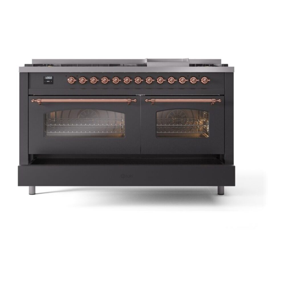 ILVE UP60FNMPMGP Nostalgie II 60" Dual Fuel Range, drawer opened