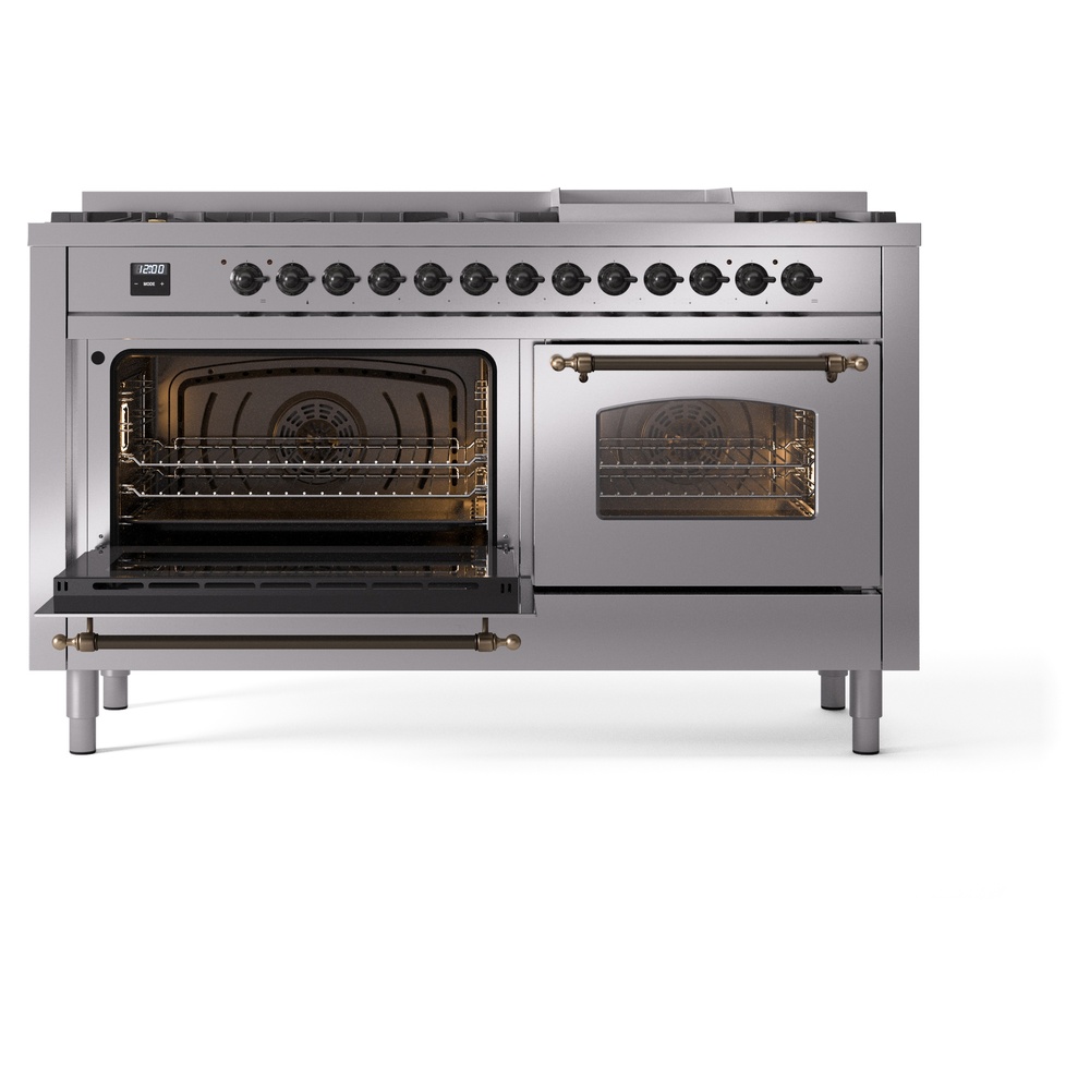 ILVE UP60FNMPSSBLP Nostalgie II 60" Dual Fuel Range, main oven door opened