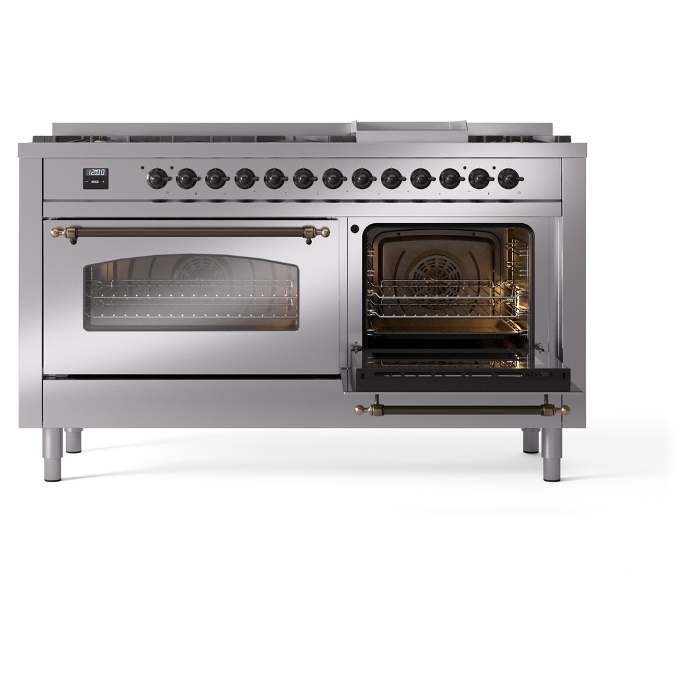 ILVE UP60FNMPSSBLP Nostalgie II 60" Dual Fuel Range, side oven door opened