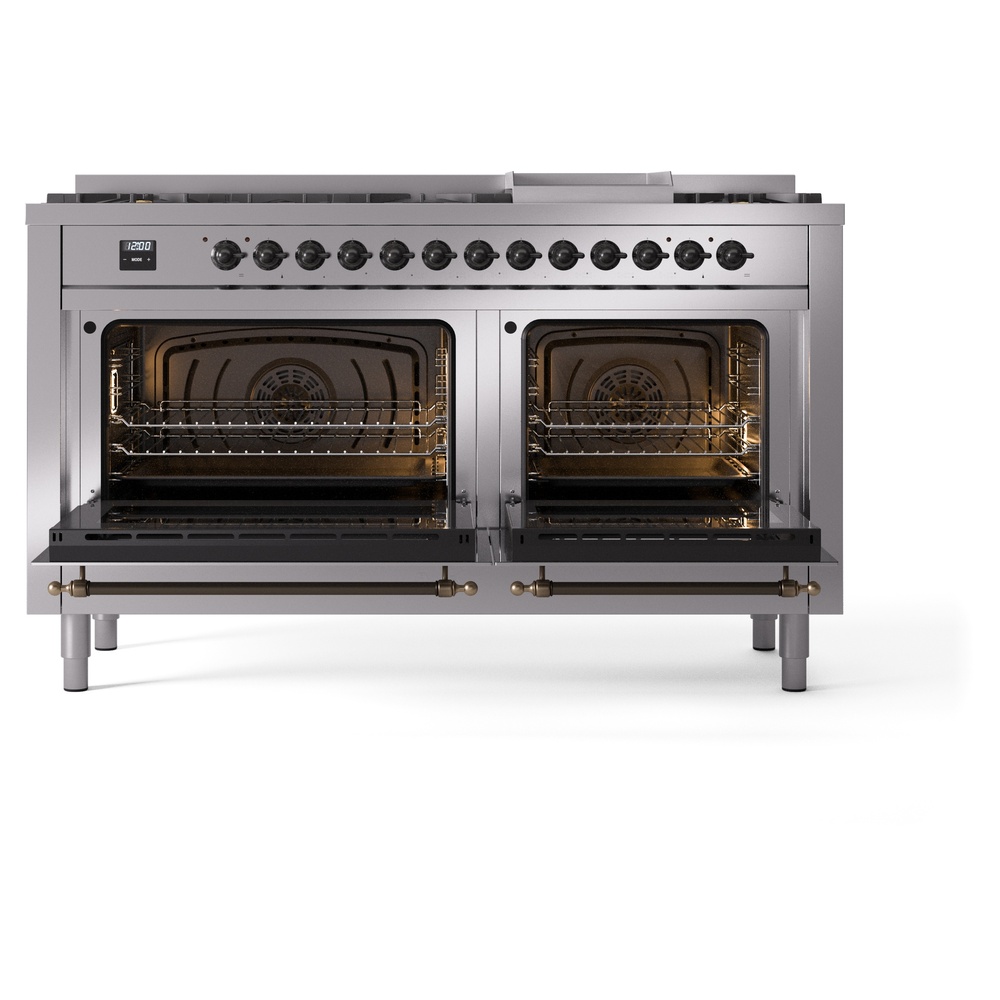 ILVE UP60FNMPSSB Nostalgie II 60" Dual Fuel Range, oven doors opened