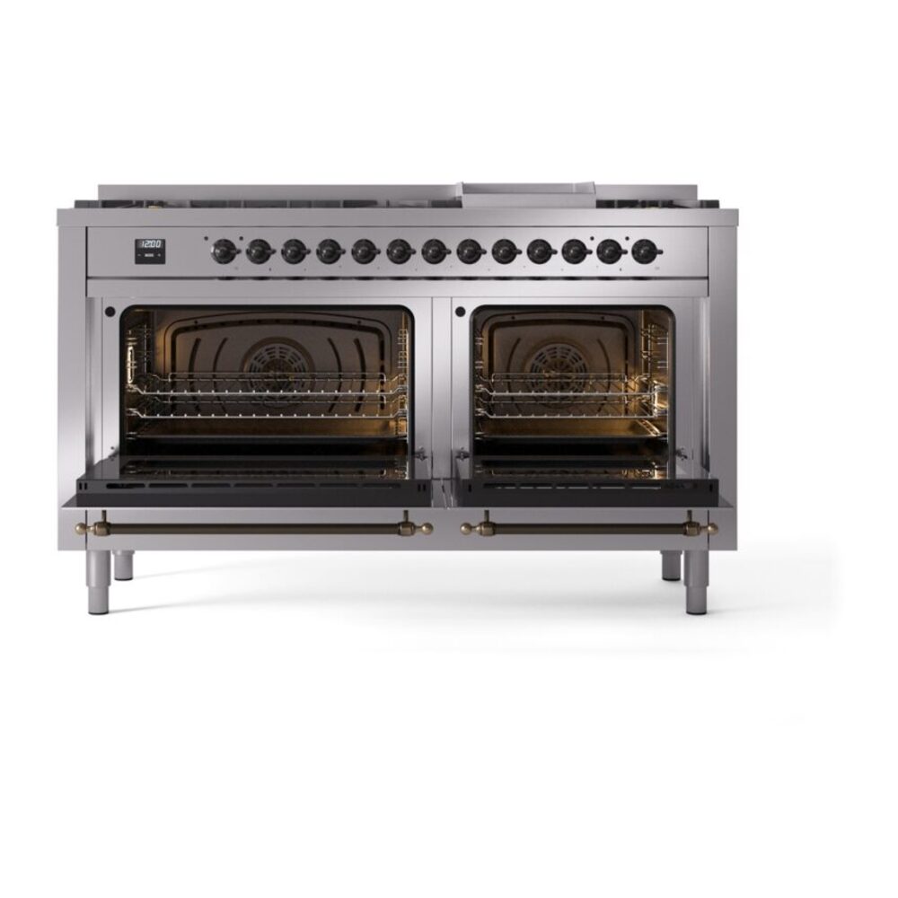 ILVE UP60FNMPSSB Nostalgie II 60" Dual Fuel Range, oven doors opened