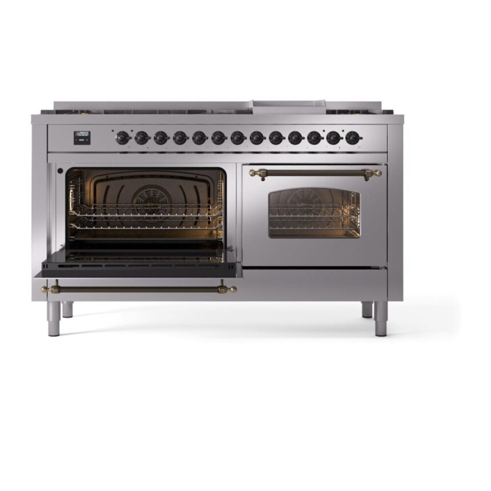 ILVE UP60FNMPSSB Nostalgie II 60" Dual Fuel Range, main oven door opened
