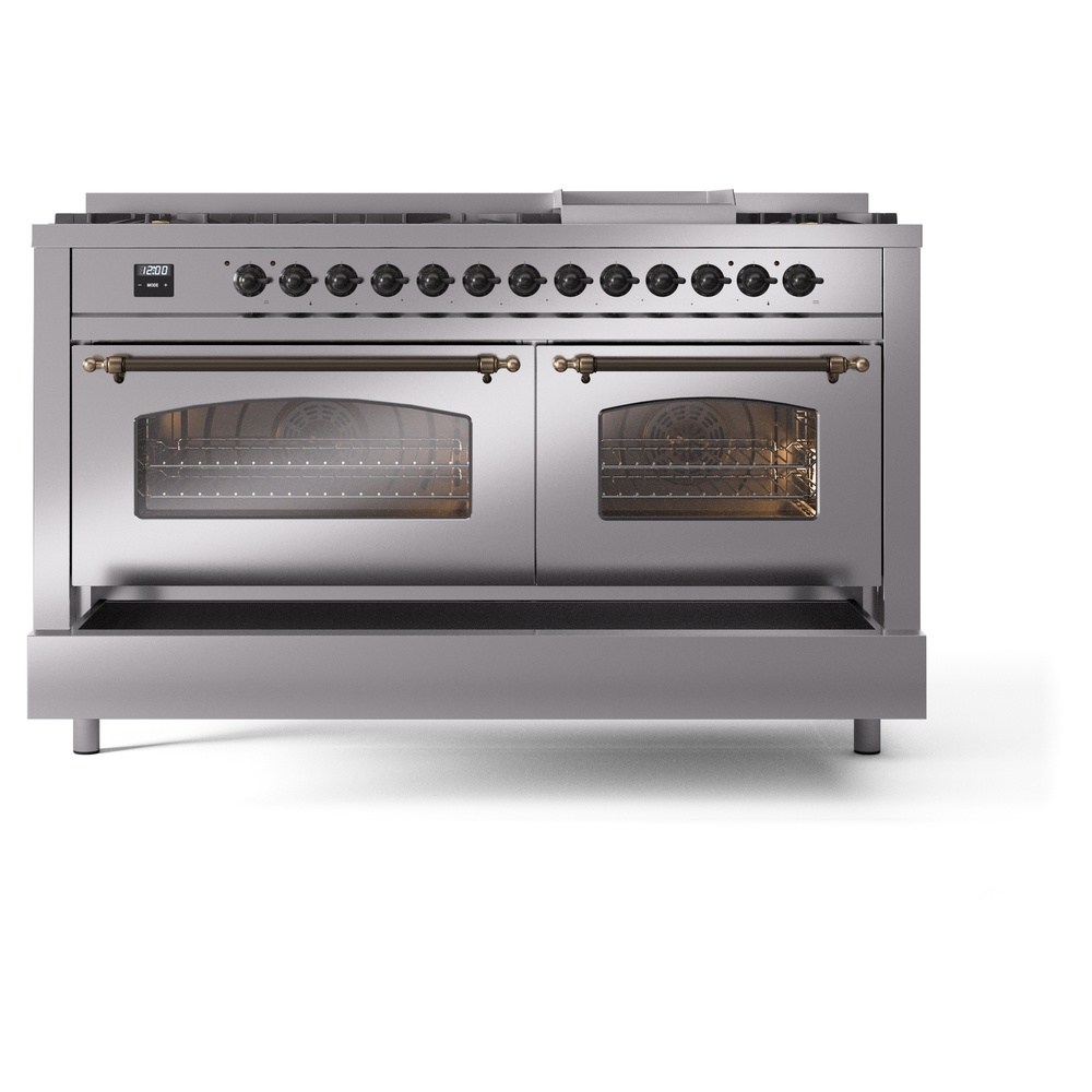 ILVE UP60FNMPSSB Nostalgie II 60" Dual Fuel Range, drawer opened