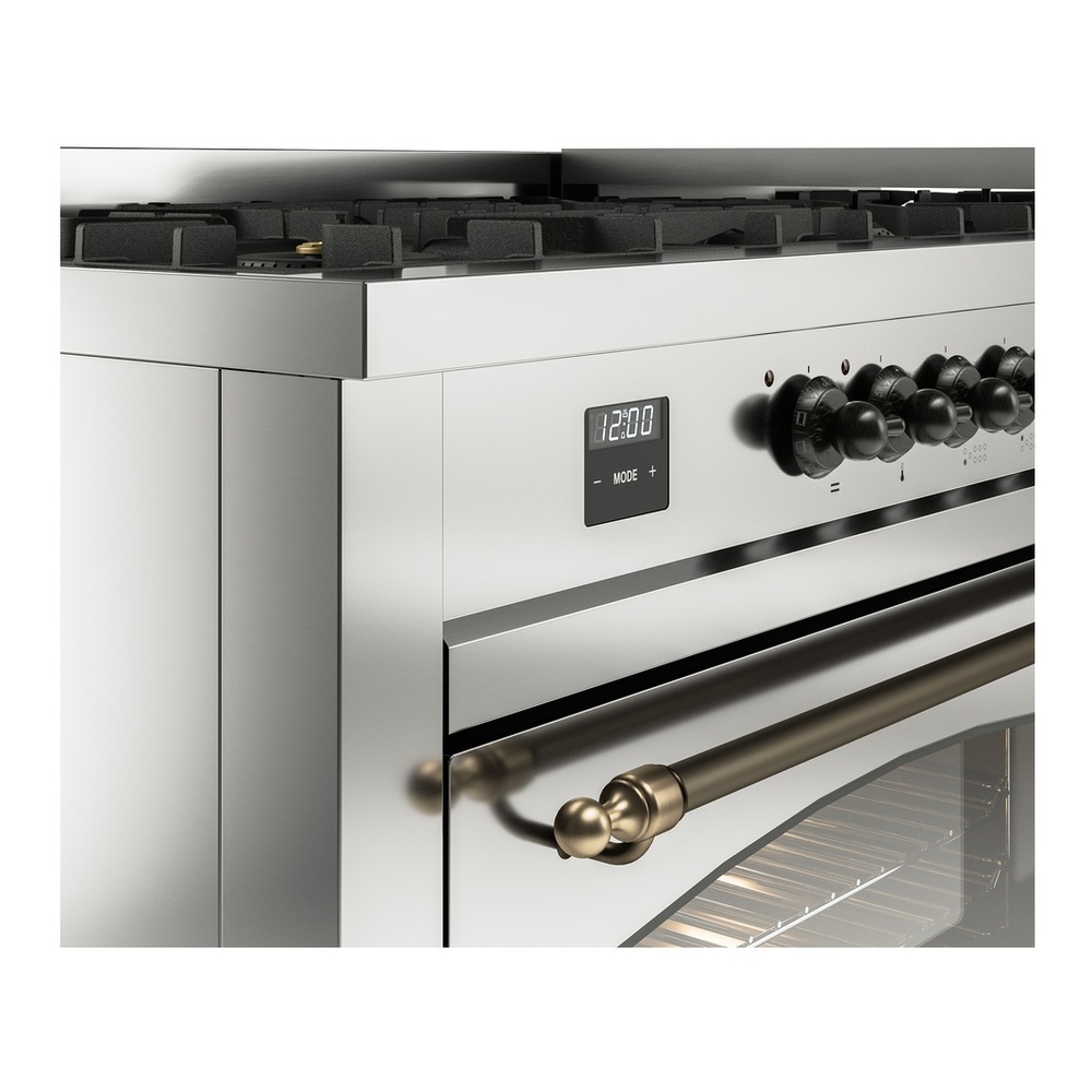 ILVE UP60FNMPSSB Nostalgie II 60 inch Dual Fuel Range with 5.8 cu. ft. Total Double Oven Capacity (9 Sealed Burners + Griddle, Natural Gas, Triple Glass Door, Stainless Steel, Burnished) 10 ILVE UP60FNMPSSB Nostalgie II 60" Dual Fuel Range, details
