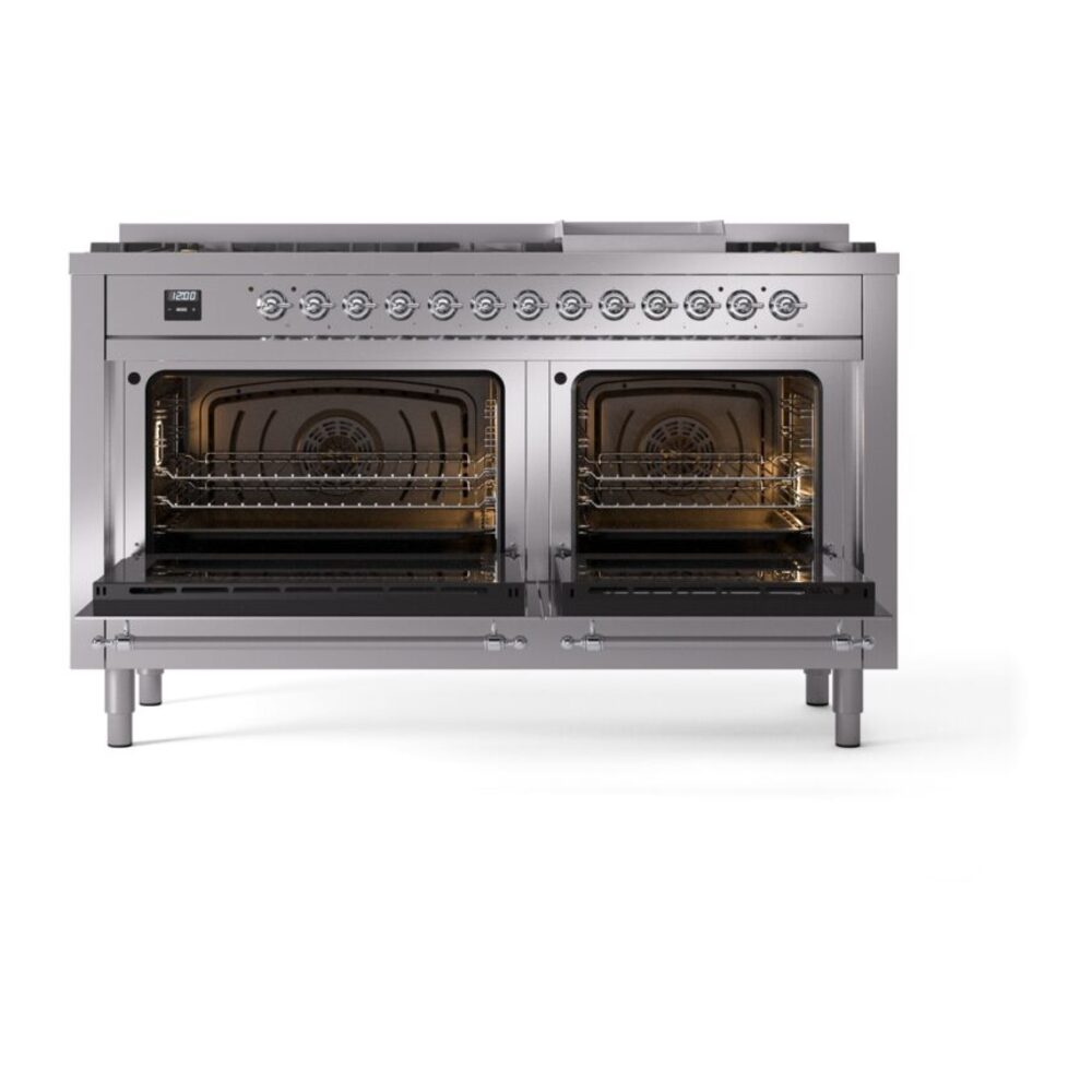 ILVE UP60FNMPSSC Nostalgie II 60" Dual Fuel Range, oven doors opened