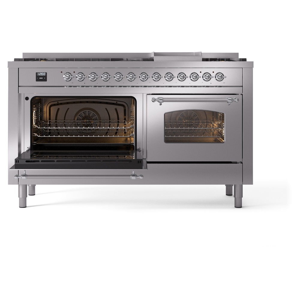 ILVE UP60FNMPSSC Nostalgie II 60" Dual Fuel Range, main oven door opened