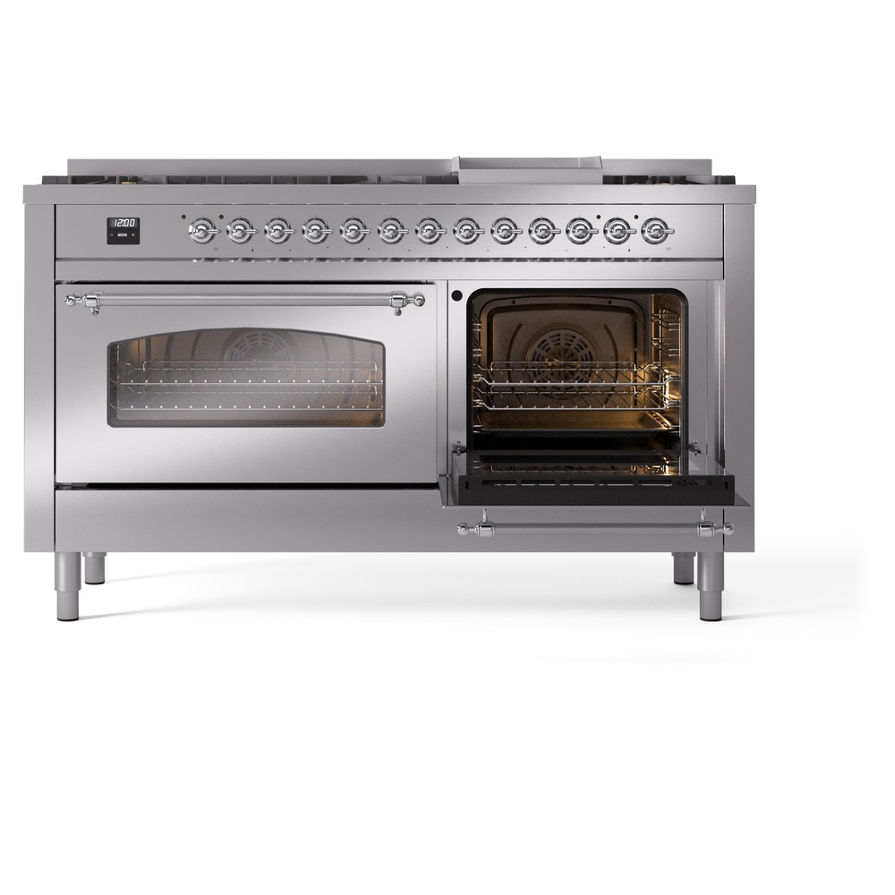 ILVE UP60FNMPSSC Nostalgie II 60" Dual Fuel Range, side oven door opened