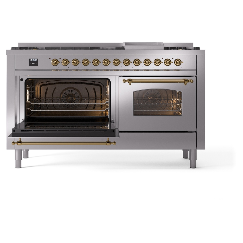 ILVE UP60FNMPSSGLP Nostalgie II 60" Dual Fuel Range, main oven door opened