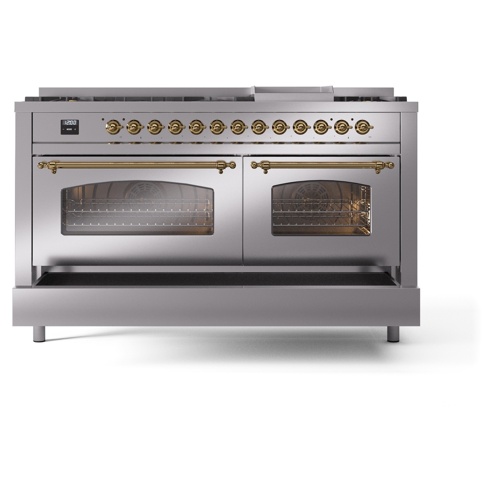 ILVE UP60FNMPSSGLP Nostalgie II 60" Dual Fuel Range, drawer opened