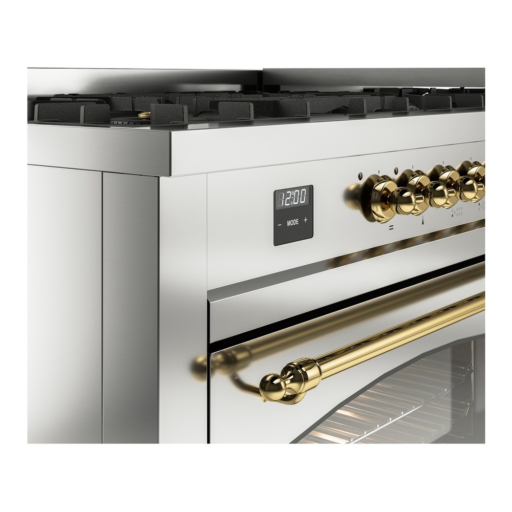 ILVE UP60FNMPSSGLP Nostalgie II 60 inch Dual Fuel Range with 5.8 cu. ft. Total Double Oven Capacity (9 Sealed Burners + Griddle, Liquid Propane, Triple Glass Door, Stainless Steel, Brass) 10 ILVE UP60FNMPSSGLP Nostalgie II 60" Dual Fuel Range, details