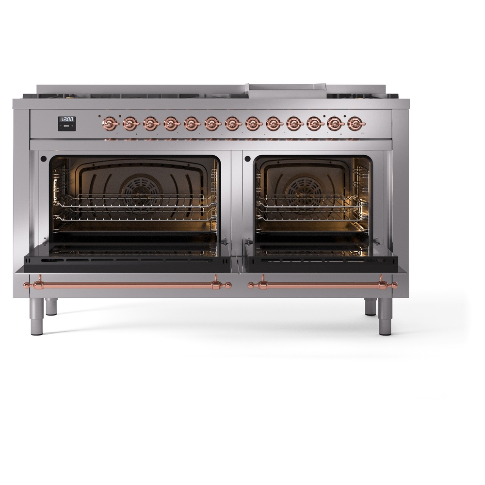 ILVE UP60FNMPSSPLP Nostalgie II 60" Dual Fuel Range, oven doors opened