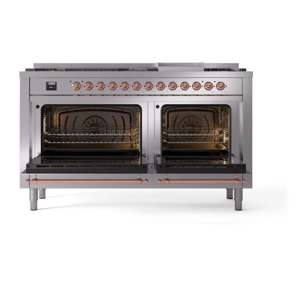 ILVE UP60FNMPSSPLP Nostalgie II 60" Dual Fuel Range, oven doors opened