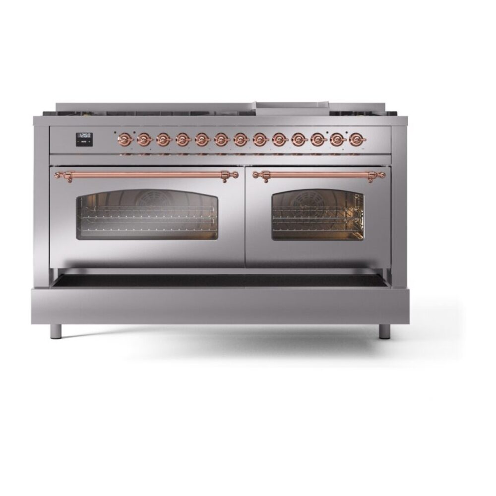 ILVE UP60FNMPSSPLP Nostalgie II 60" Dual Fuel Range, drawer opened