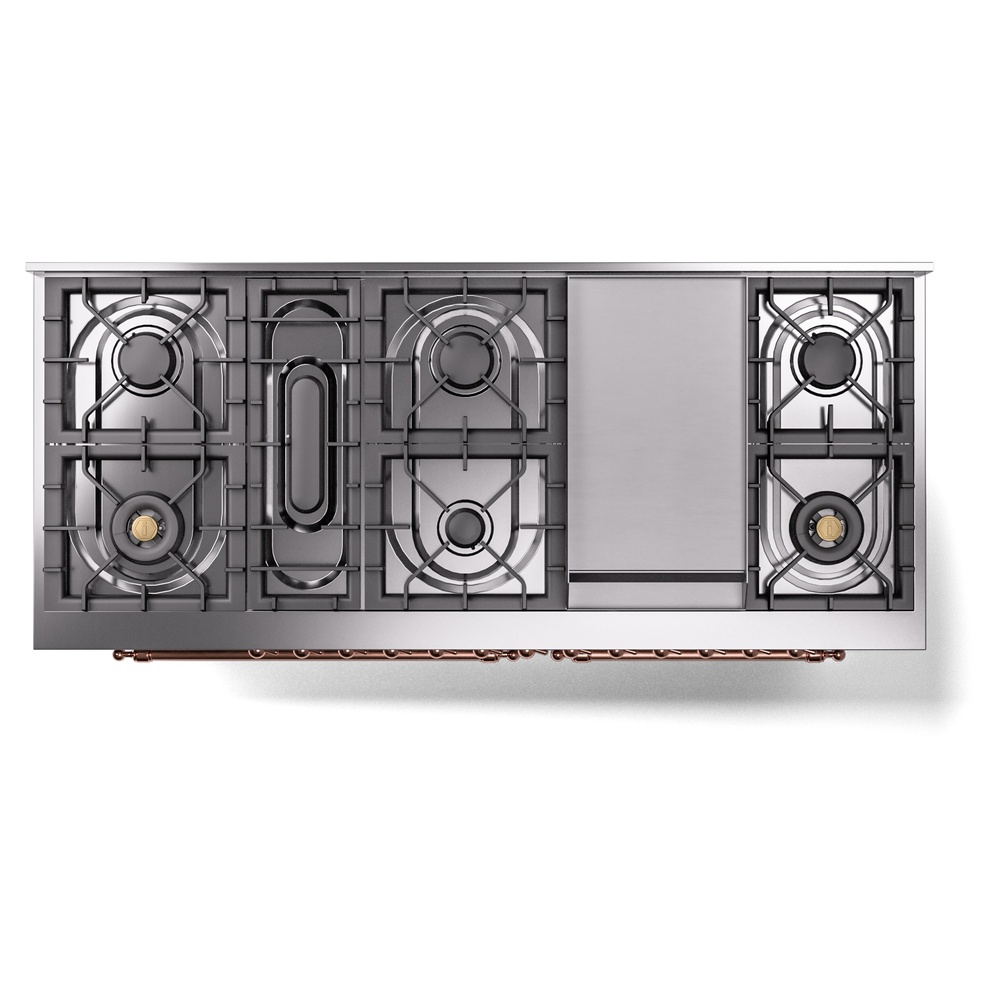 ILVE UP60FNMPSSPLP Nostalgie II 60" Dual Fuel Range, top view