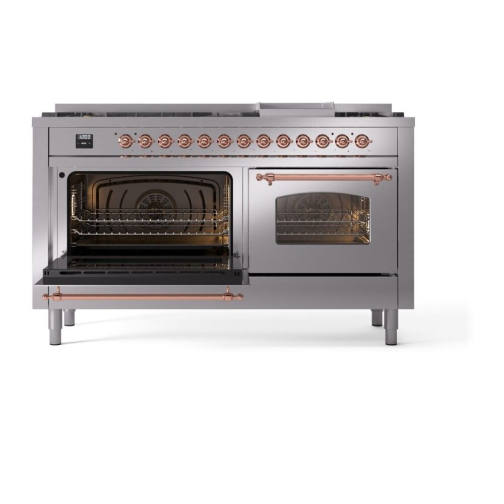 ILVE UP60FNMPSSP Nostalgie II 60" Dual Fuel Range, main oven door opened