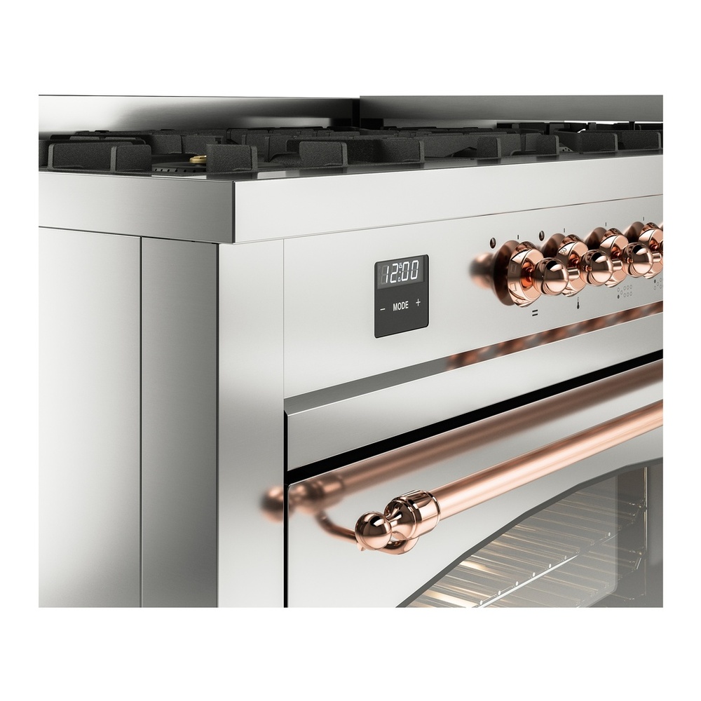 ILVE UP60FNMPSSP Nostalgie II 60 inch Dual Fuel Range with 5.8 cu. ft. Total Double Oven Capacity (9 Sealed Burners + Griddle, Natural Gas, Triple Glass Door, Stainless Steel, Copper) 10 ILVE UP60FNMPSSP Nostalgie II 60" Dual Fuel Range, details