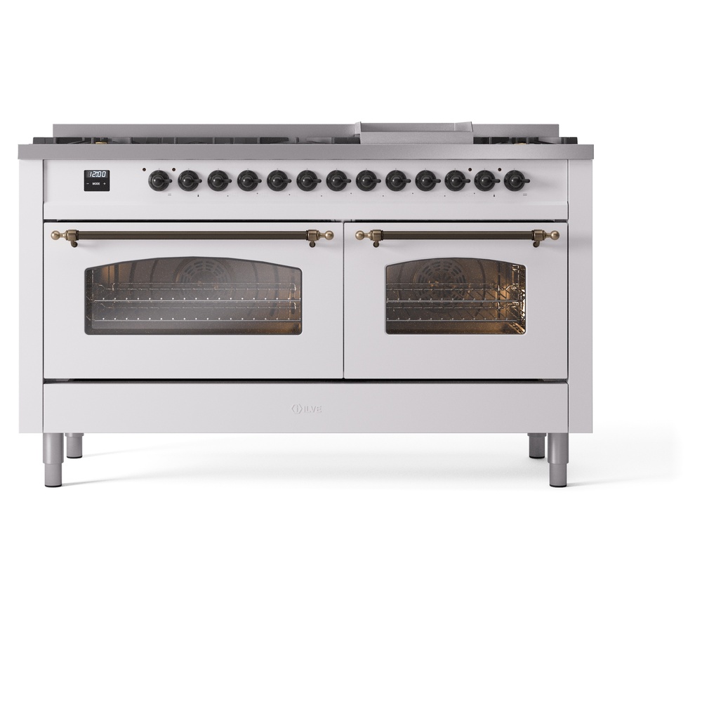 ILVE UP60FNMPWHBLP Nostalgie II 60" Dual Fuel Range, front view