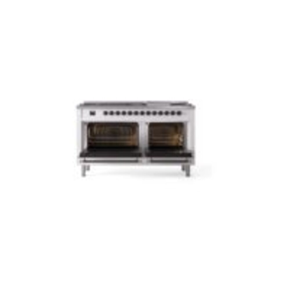 ILVE UP60FNMPWHBLP Nostalgie II 60" Dual Fuel Range, oven doors opened