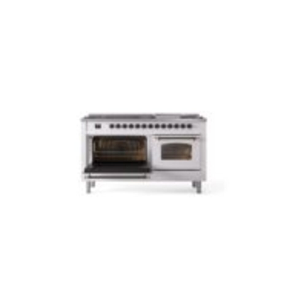 ILVE UP60FNMPWHBLP Nostalgie II 60" Dual Fuel Range, main oven door opened