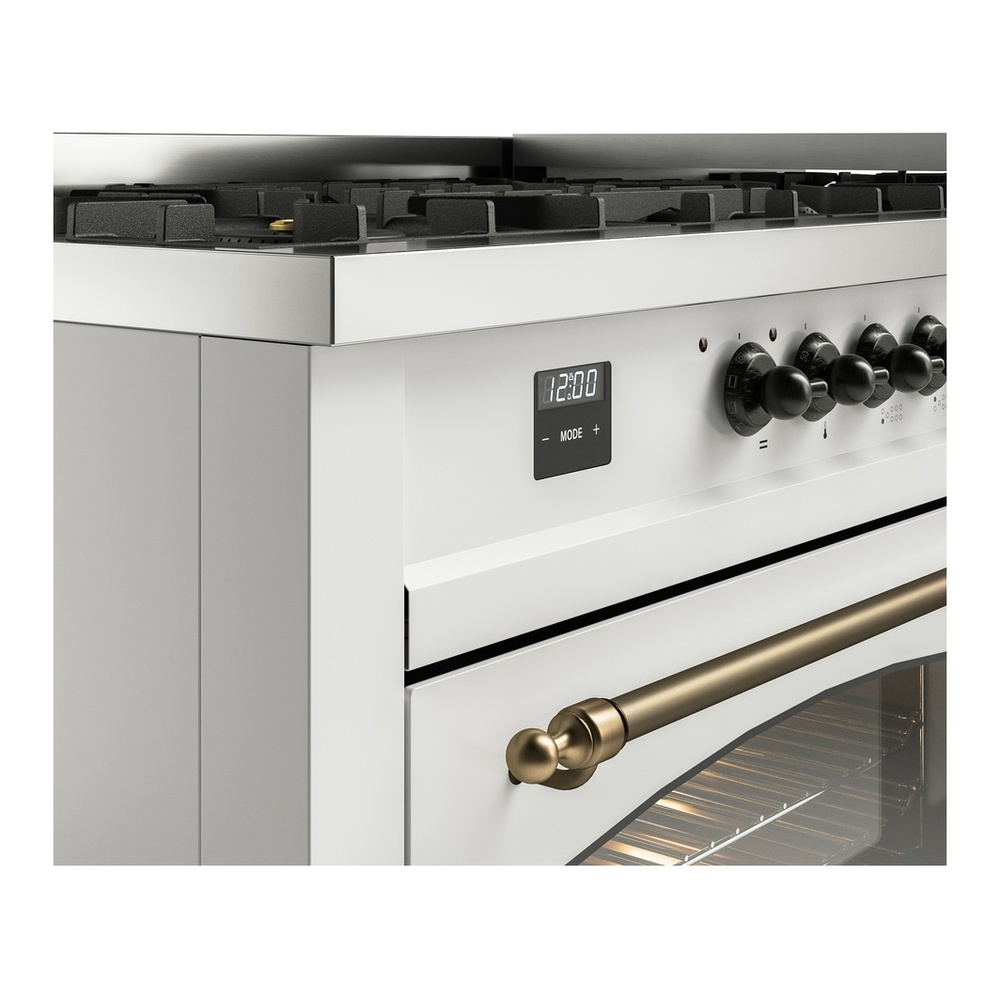 ILVE UP60FNMPWHBLP Nostalgie II 60 inch Dual Fuel Range with 5.8 cu. ft. Total Double Oven Capacity (9 Sealed Burners + Griddle, Liquid Propane, Triple Glass Door, White, Burnished) 10 ILVE UP60FNMPWHBLP Nostalgie II 60" Dual Fuel Range, details
