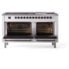 ILVE UP60FNMPWHB Nostalgie II 60" Dual Fuel Range, oven doors opened