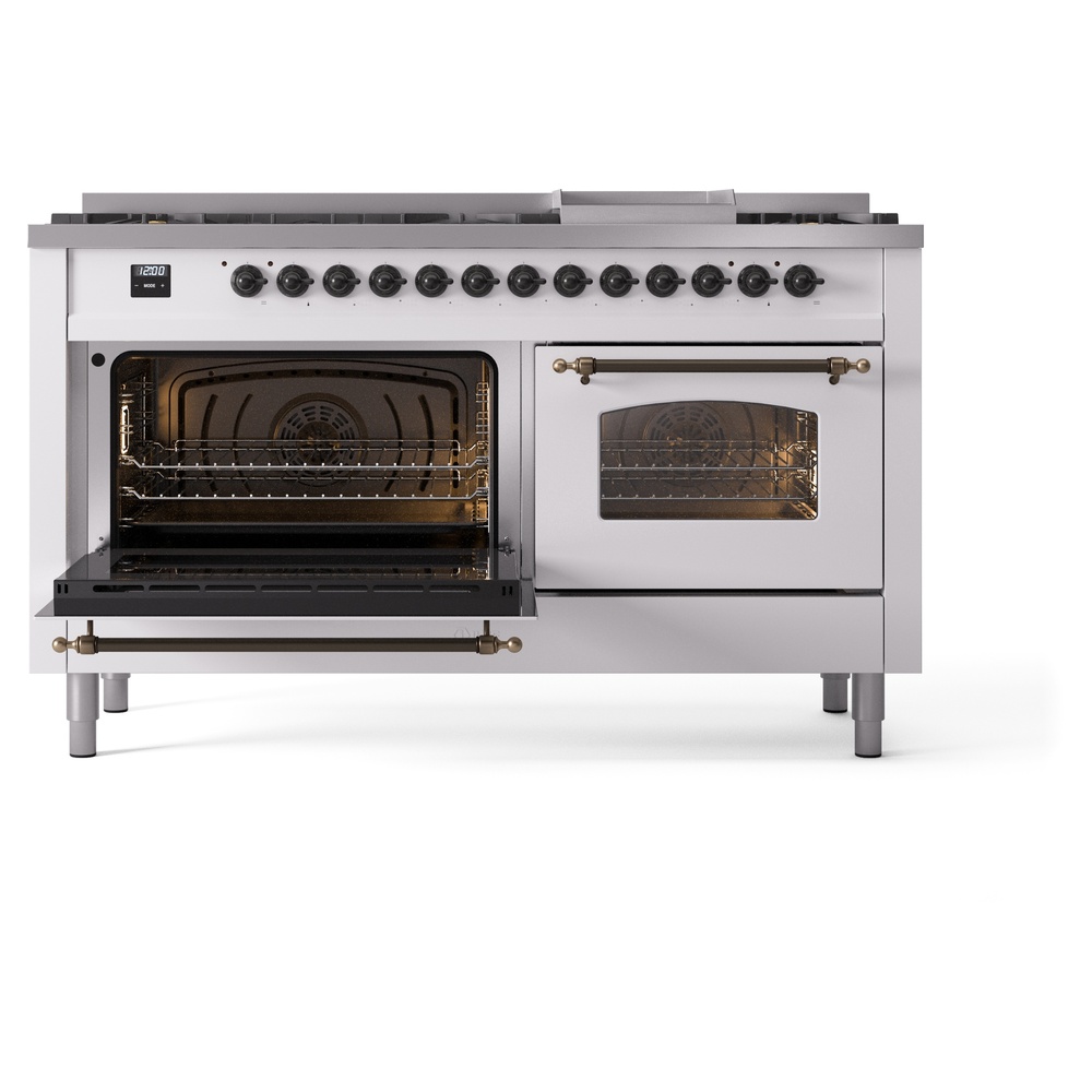 ILVE UP60FNMPWHB Nostalgie II 60" Dual Fuel Range, main oven door opened