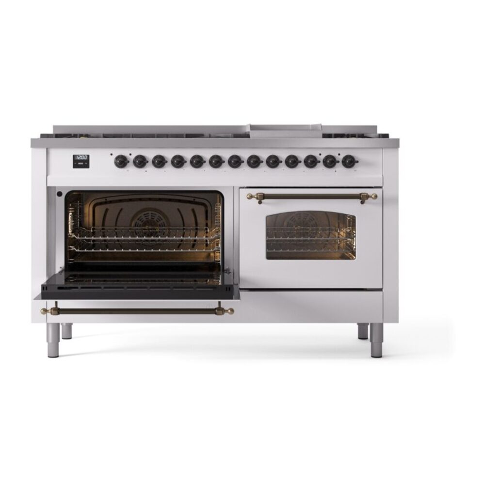 ILVE UP60FNMPWHB Nostalgie II 60" Dual Fuel Range, main oven door opened