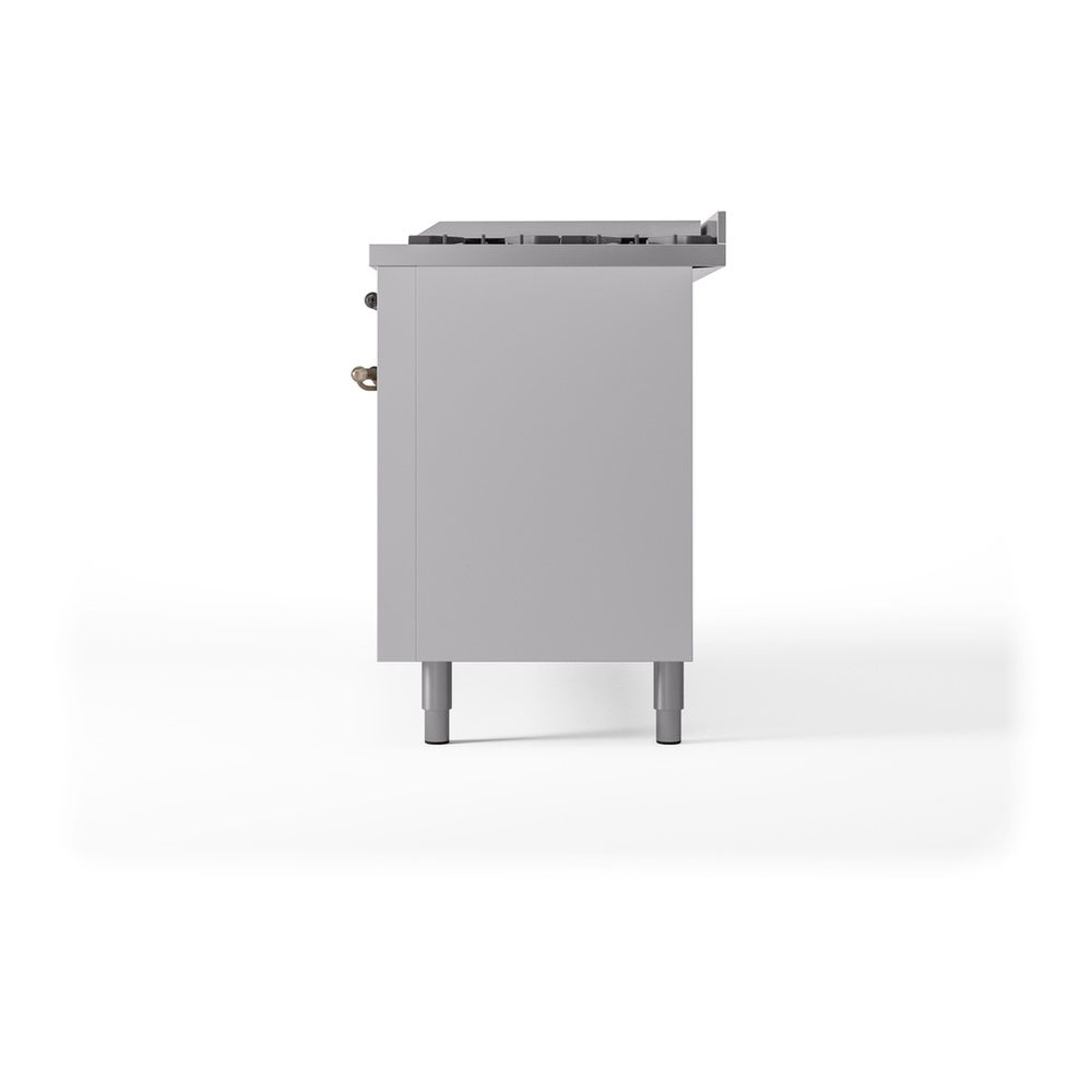 ILVE UP60FNMPWHB Nostalgie II 60 inch Dual Fuel Range with 5.8 cu. ft. Total Double Oven Capacity (9 Sealed Burners + Griddle, Natural Gas, Triple Glass Door, White, Burnished) 13 ILVE UP60FNMPWHB Nostalgie II 60" Dual Fuel Range, right side view