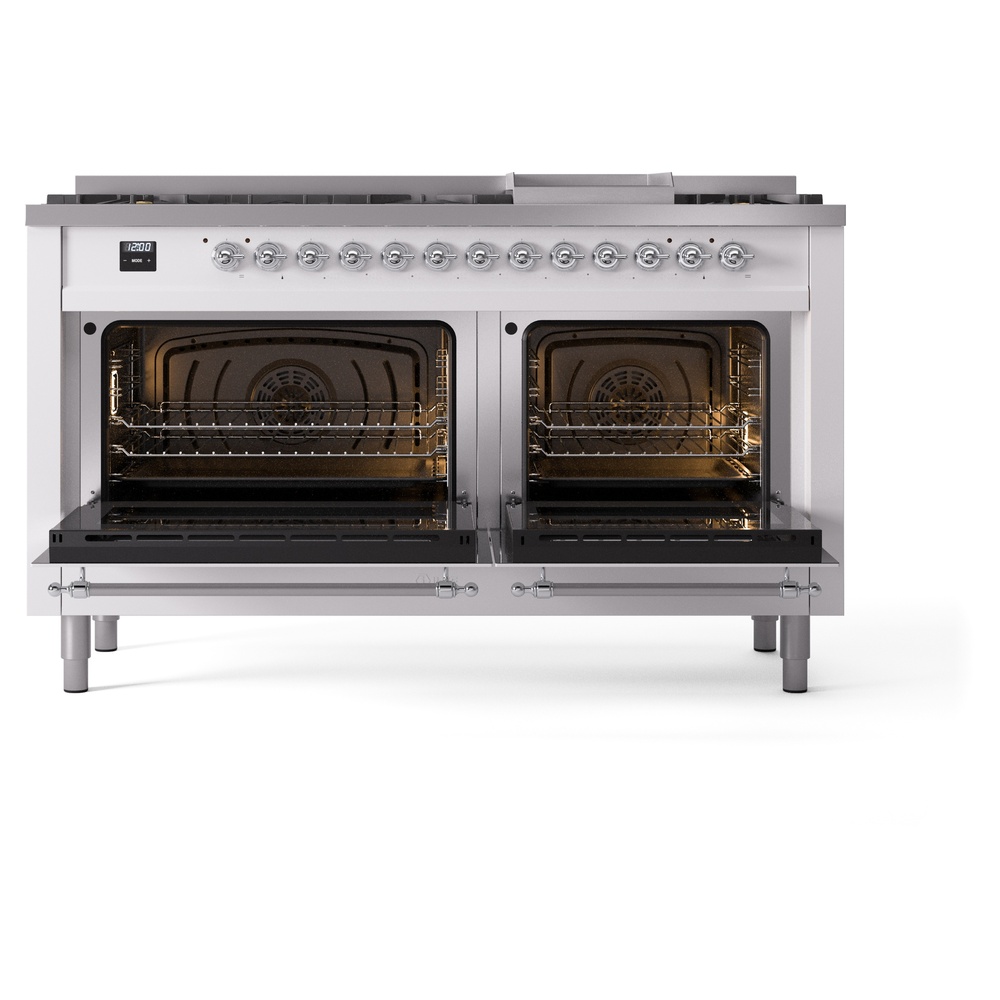 ILVE UP60FNMPWHCLP Nostalgie II 60" Dual Fuel Range, oven doors view