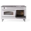 ILVE UP60FNMPWHCLP Nostalgie II 60" Dual Fuel Range, side oven door opened