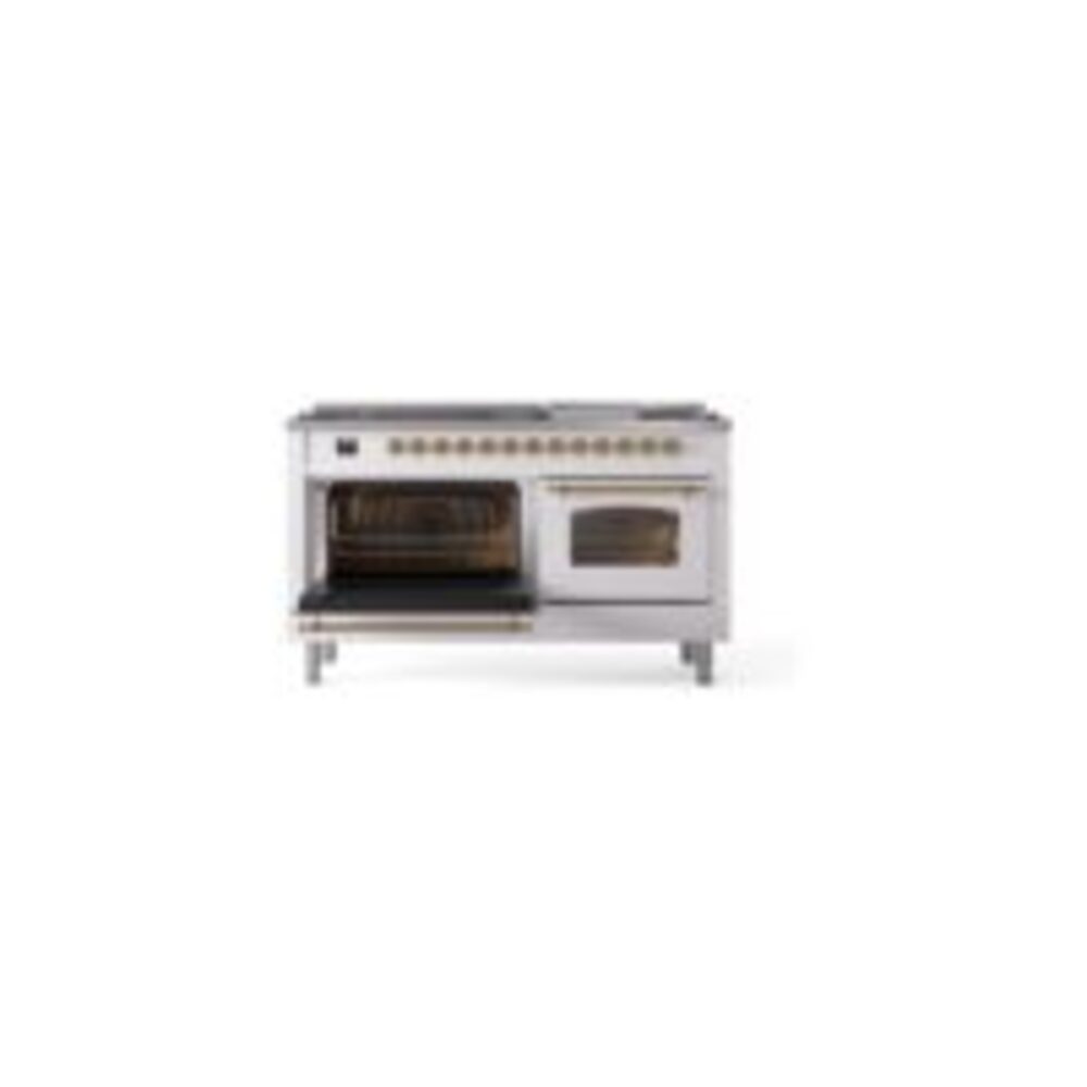 ILVE UP60FNMPWHGLP Nostalgie II 60" Dual Fuel Range, main oven door opened