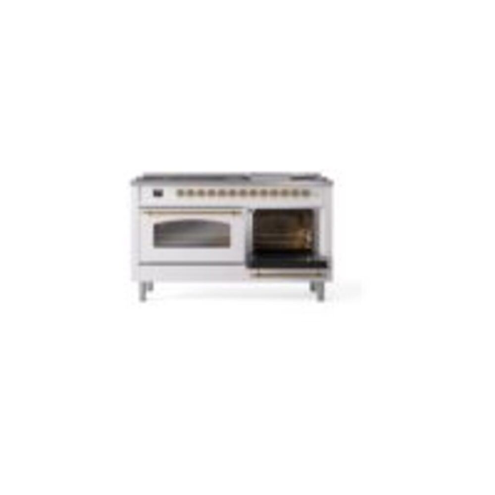 ILVE UP60FNMPWHGLP Nostalgie II 60" Dual Fuel Range, side oven door opened