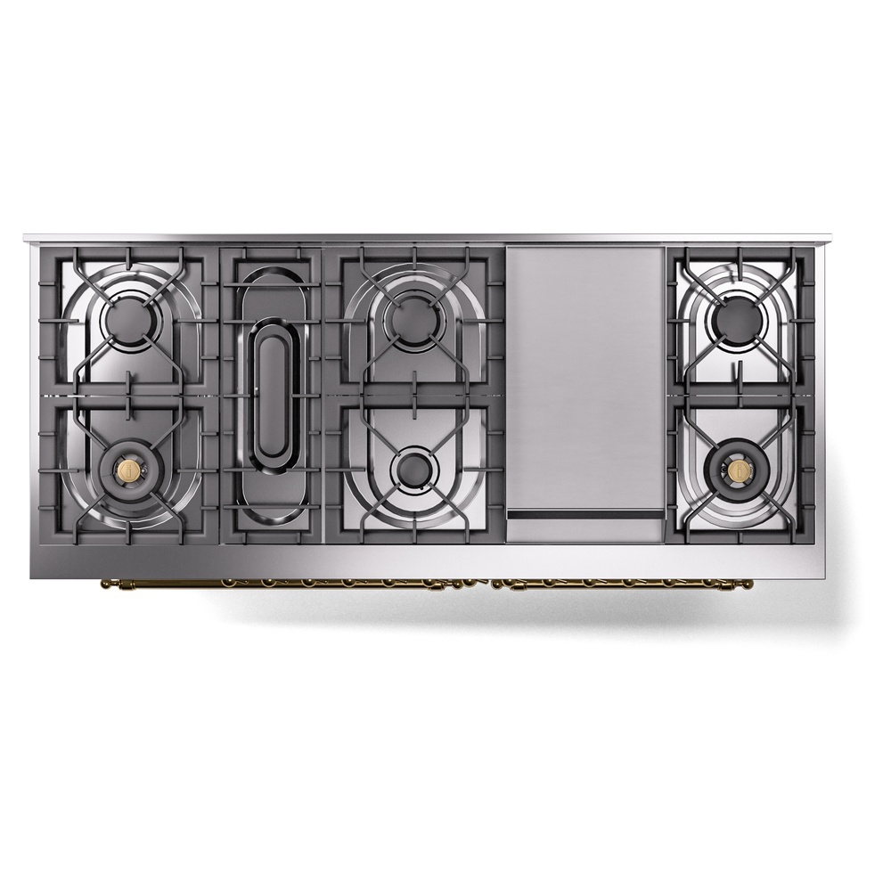 ILVE UP60FNMPWHGLP Nostalgie II 60" Dual Fuel Range, top view