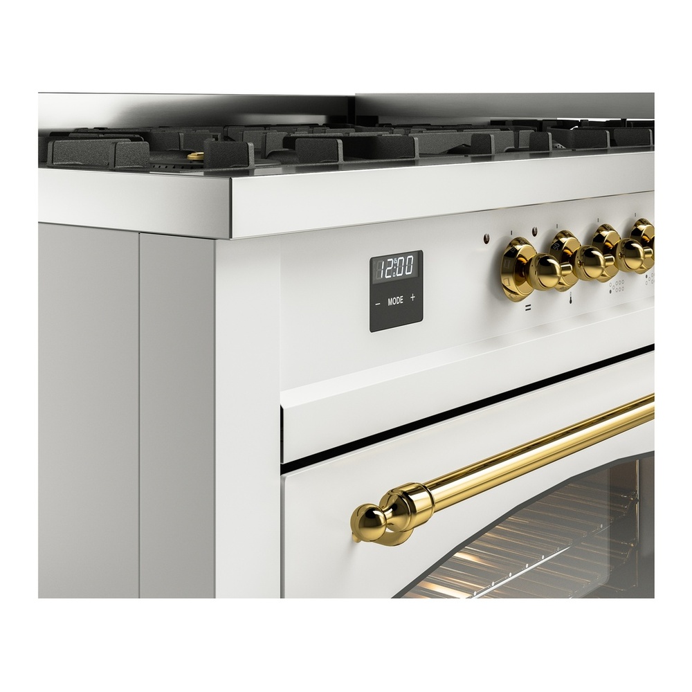 ILVE UP60FNMPWHG Nostalgie II 60 inch Dual Fuel Range with 5.8 cu. ft. Total Double Oven Capacity (9 Sealed Burners + Griddle, Natural Gas, Triple Glass Door, White, Brass) 10 ILVE UP60FNMPWHG Nostalgie II 60" Dual Fuel Range, details