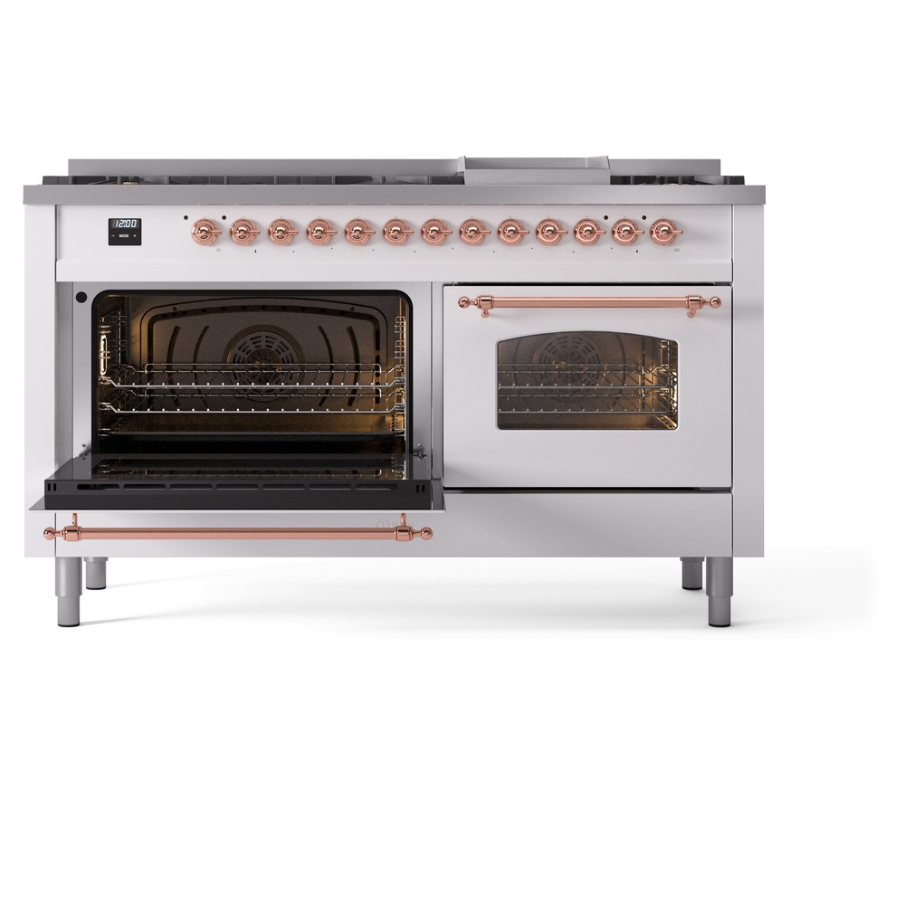 ILVE UP60FNMPWHP Nostalgie II 60" Dual Fuel Range, main oven door opened