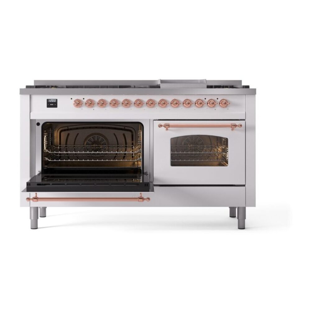 ILVE UP60FNMPWHP Nostalgie II 60" Dual Fuel Range, main oven door opened