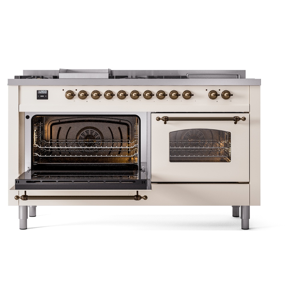 ILVE UP60FSNMPAWBLP Nostalgie II 60" Dual Fuel Range, main oven door opened