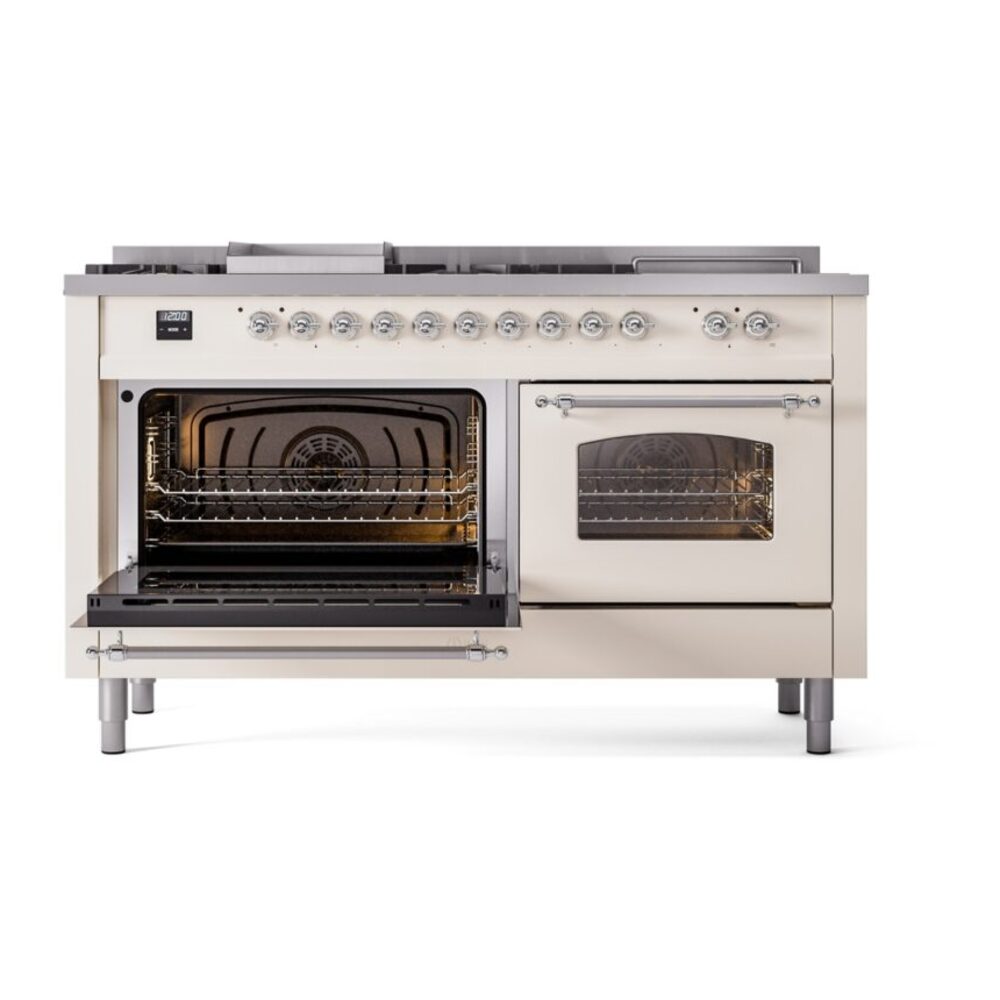 ILVE UP60FSNMPAWCLP Nostalgie II 60" Dual Fuel Range, main oven door opened