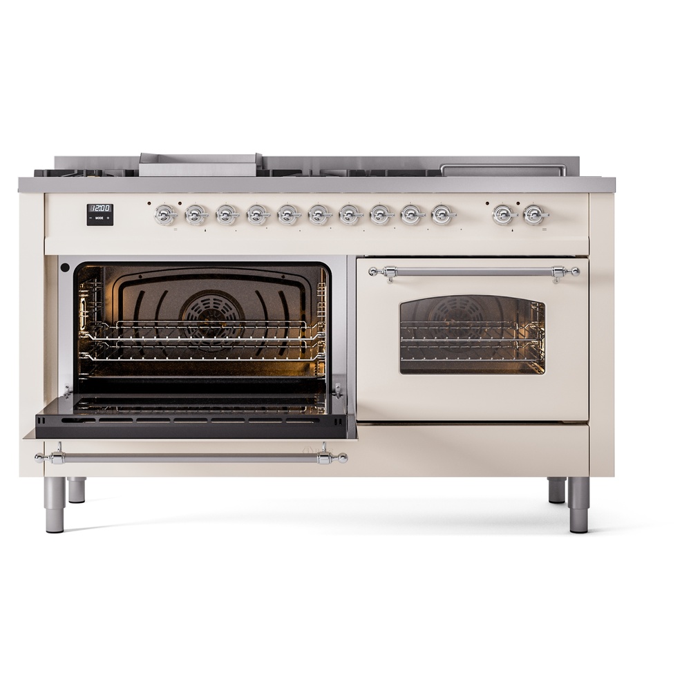 ILVE UP60FSNMPAWC Nostalgie II 60" Dual Fuel Range, main oven door opened