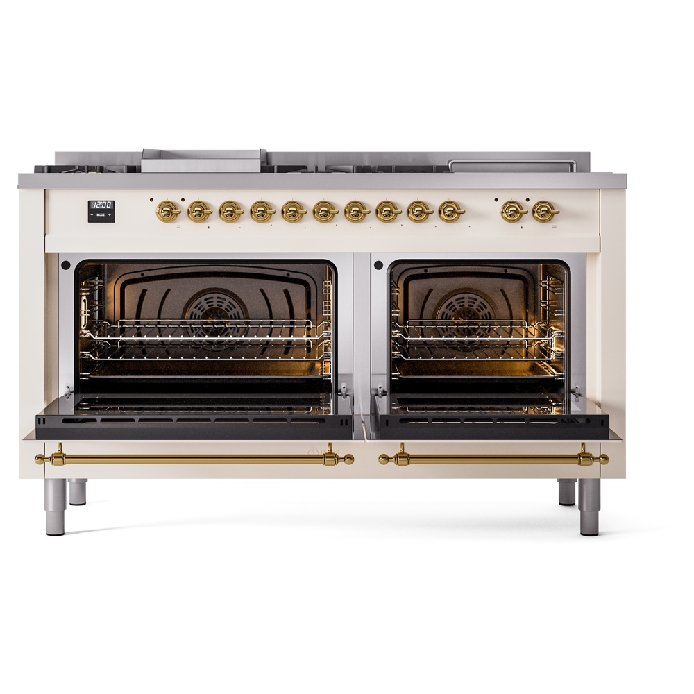 ILVE UP60FSNMPAWG Nostalgie II 60" Dual Fuel Range, oven doors opened