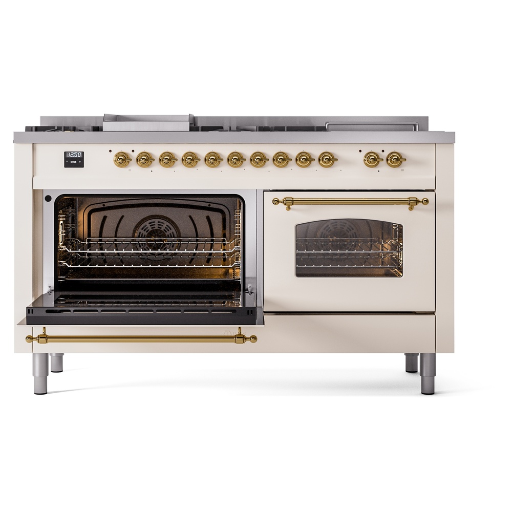 ILVE UP60FSNMPAWG Nostalgie II 60" Dual Fuel Range, main oven door opened