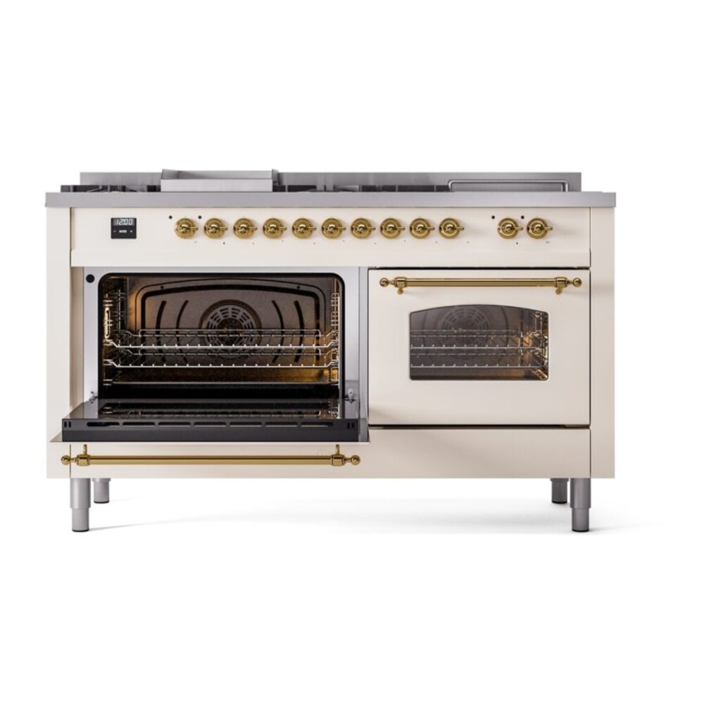 ILVE UP60FSNMPAWG Nostalgie II 60" Dual Fuel Range, main oven door opened