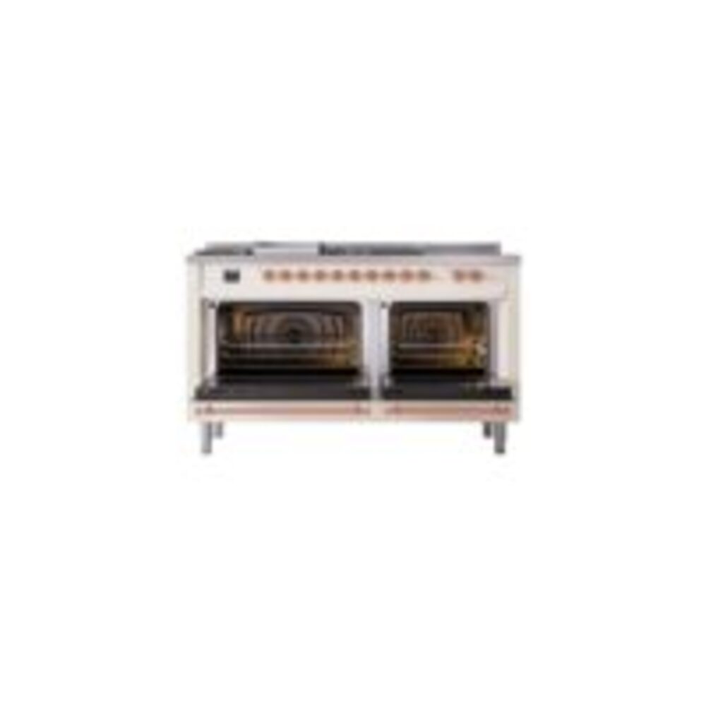 ILVE UP60FSNMPAWPLP Nostalgie II 60" Dual Fuel Range, oven doors opened
