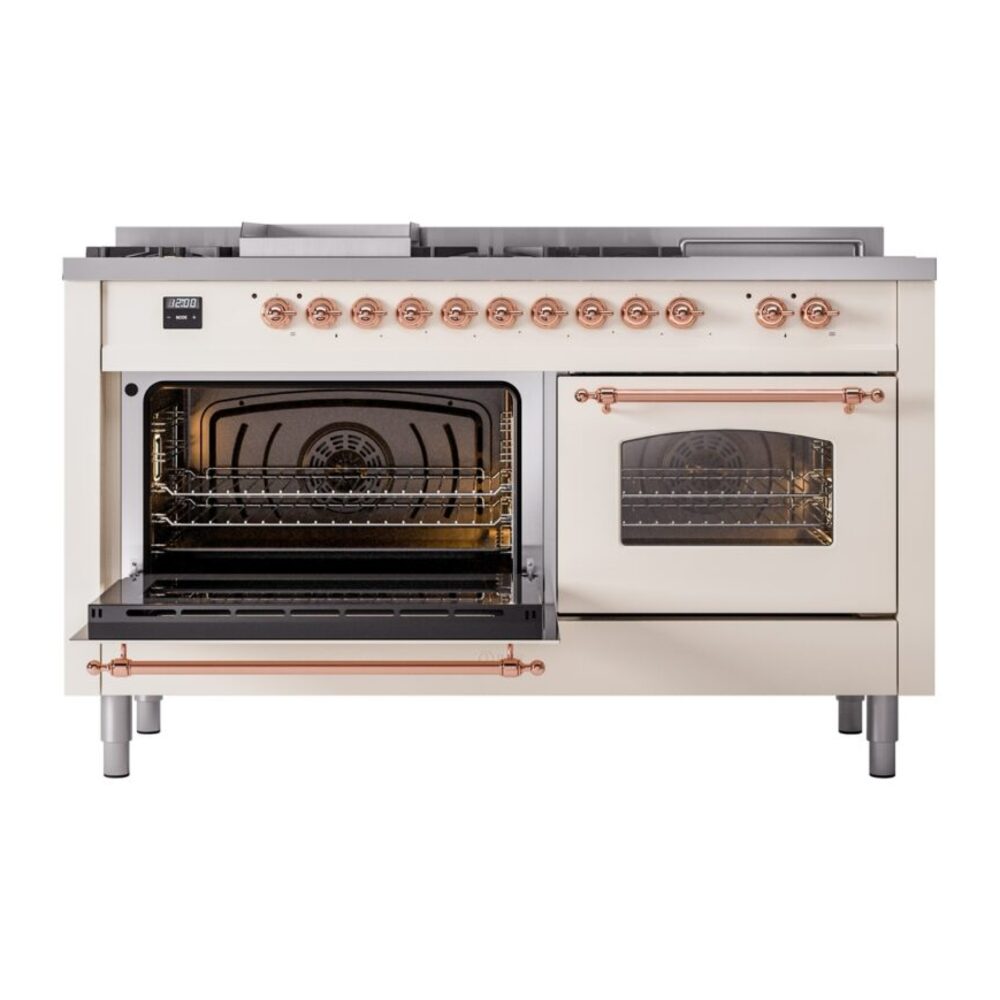 ILVE UP60FSNMPAWPLP Nostalgie II 60" Dual Fuel Range, main oven door opened